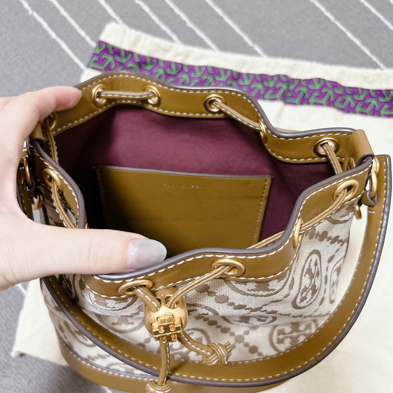 Tory Burch 老花咖色水桶包-10