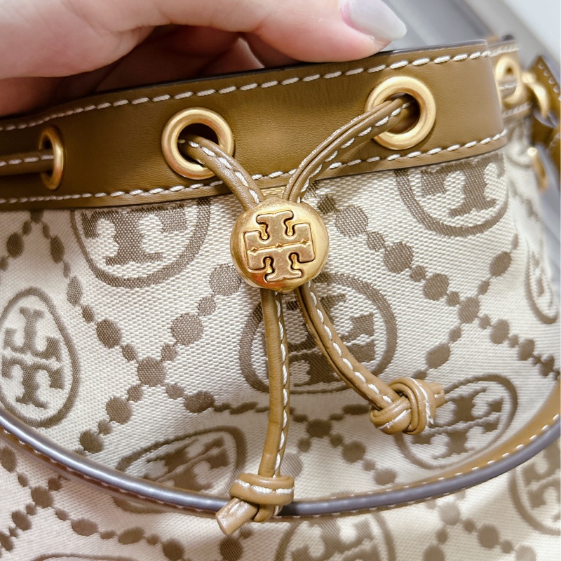 Tory Burch 老花咖色水桶包-18