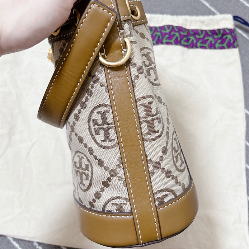 Tory Burch 老花咖色水桶包-22