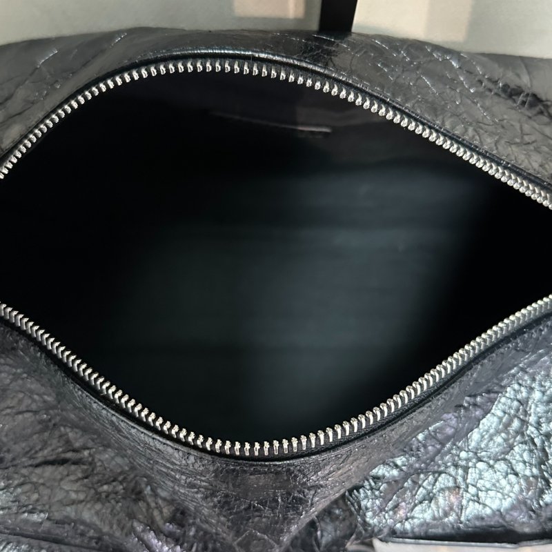 BALENCIAGA Superbusy黑銀油蠟皮肩背腋下包 30*12*13 98新配件盒子 塵袋-6