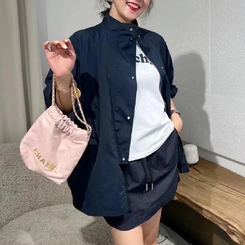 CHANEL香奈兒粉金22bagmini垃圾袋單肩斜挎包-4