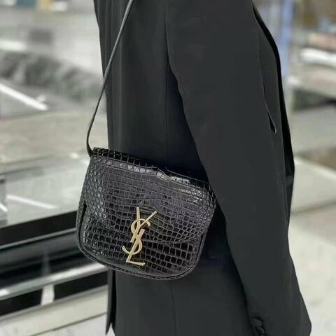 ️YSL 黑色kaia鱷魚壓紋肩背斜背包17*14*5.5 99新配件塵袋