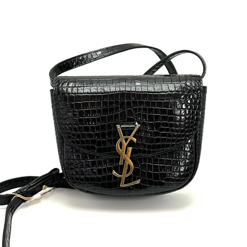 ️YSL 黑色kaia鱷魚壓紋肩背斜背包17*14*5.5 99新配件塵袋-1