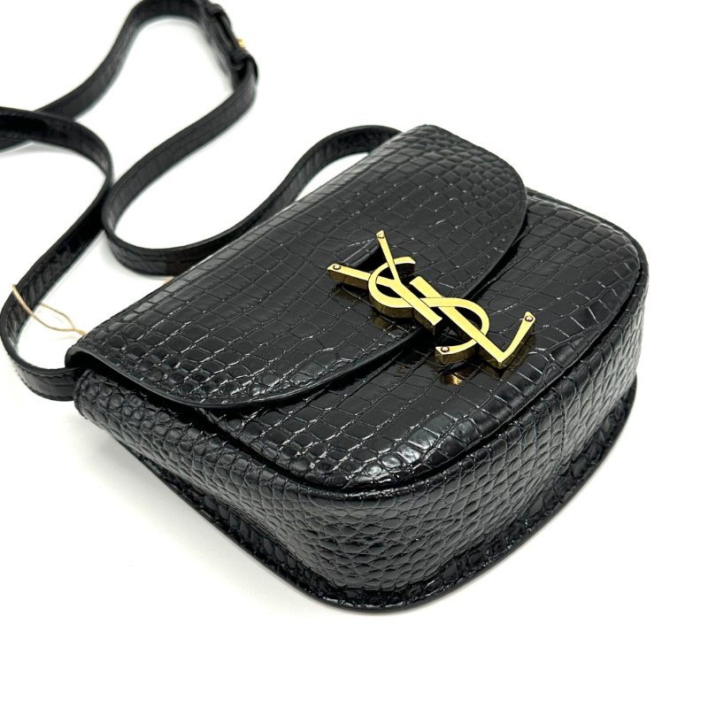 ️YSL 黑色kaia鱷魚壓紋肩背斜背包17*14*5.5 99新配件塵袋-3