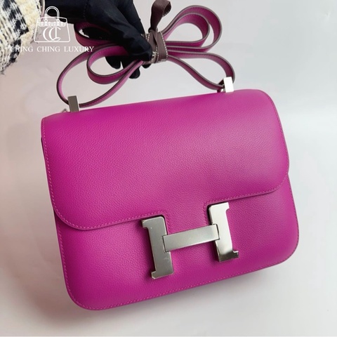 🌈Hermes🩷Constance 24🩷9i玉蘭粉銀扣🌈98新🌟Evercolor皮🌟Constance24🌟Constance🌟愛馬仕🌟