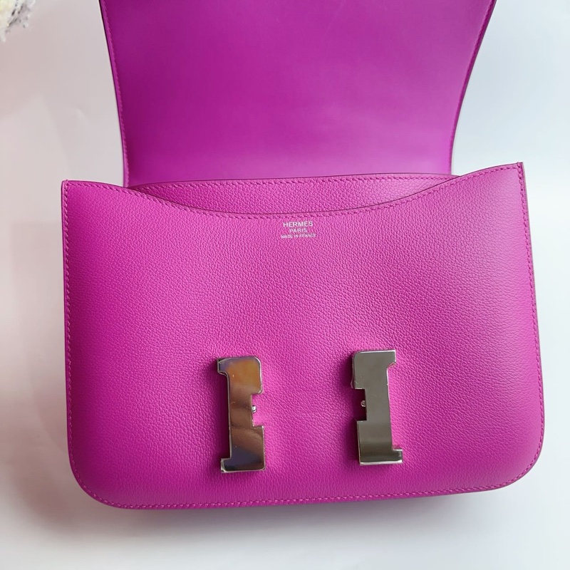 🌈Hermes🩷Constance 24🩷9i玉蘭粉銀扣🌈98新🌟Evercolor皮🌟Constance24🌟Constance🌟愛馬仕🌟-1