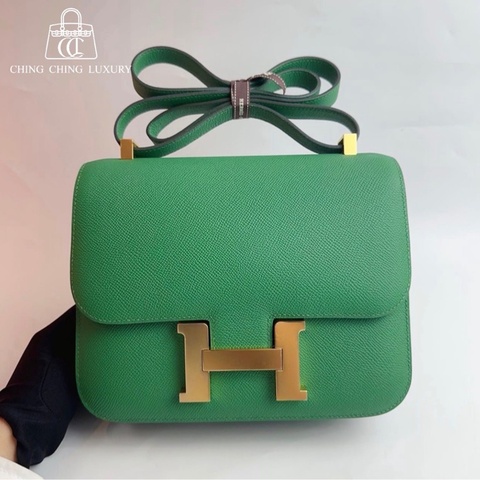 🌈Hermes💚Constance 24💚U4絲絨綠金扣💚未使用閑置🌈Epsom皮🌟Constance24🌟Constance🌟愛馬仕🌟