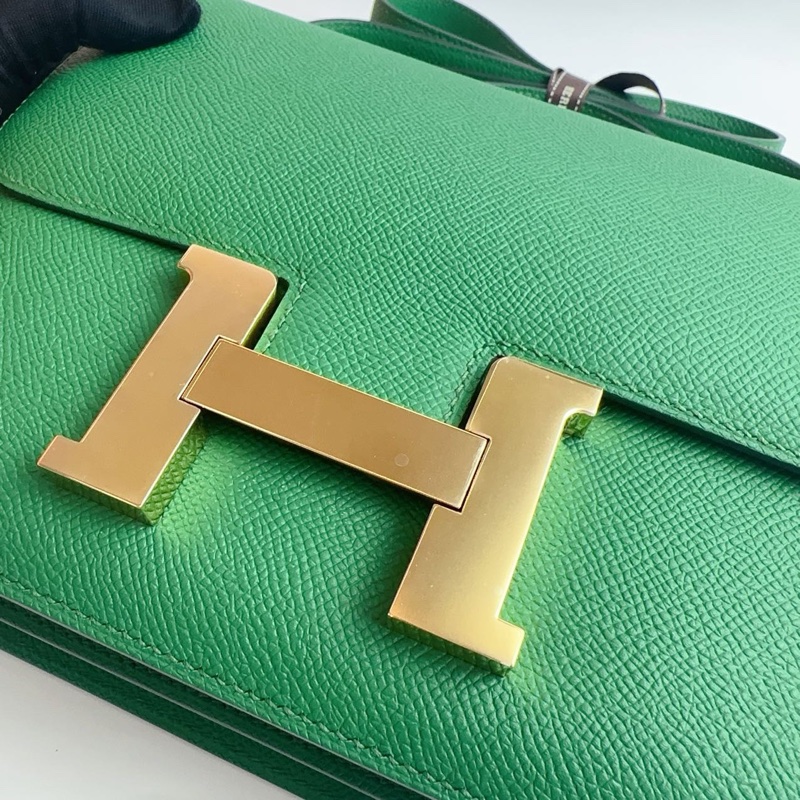 🌈Hermes💚Constance 24💚U4絲絨綠金扣💚未使用閑置🌈Epsom皮🌟Constance24🌟Constance🌟愛馬仕🌟-1