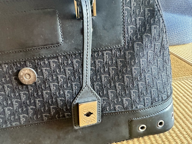 標題: 【中古熱銷爆款】Dior Flight 黑色 Oblique 緹花金屬孔眼保齡球包 / 復古 Y2K-11