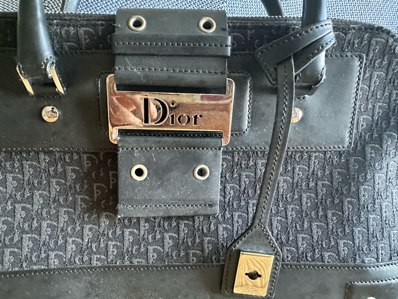 標題: 【中古熱銷爆款】Dior Flight 黑色 Oblique 緹花金屬孔眼保齡球包 / 復古 Y2K-12
