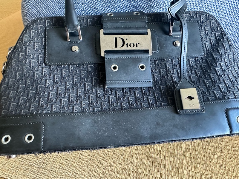 標題: 【中古熱銷爆款】Dior Flight 黑色 Oblique 緹花金屬孔眼保齡球包 / 復古 Y2K-13