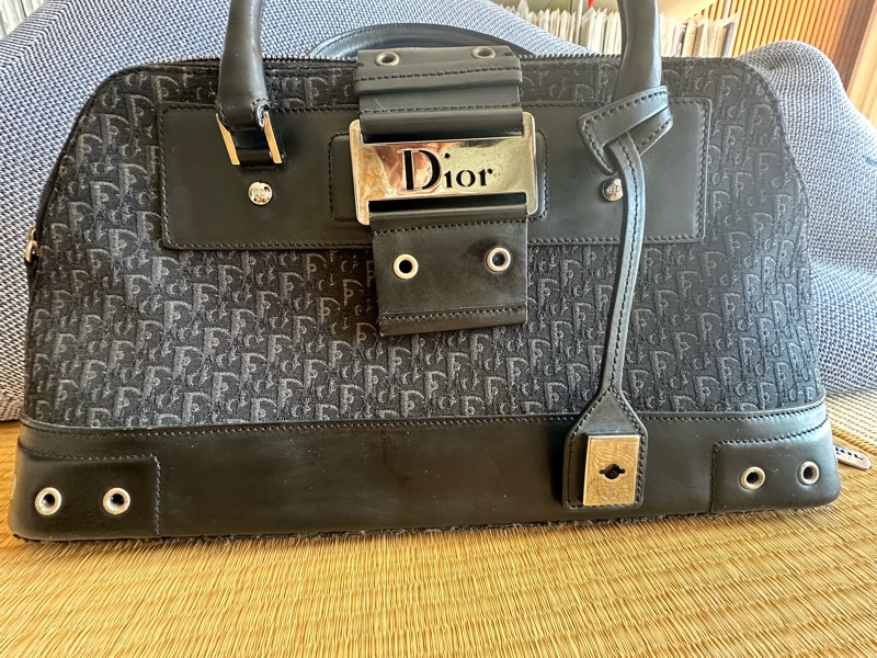 標題: 【中古熱銷爆款】Dior Flight 黑色 Oblique 緹花金屬孔眼保齡球包 / 復古 Y2K-5