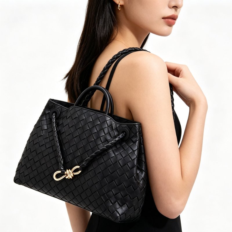BV Andiamo黑金羊皮手提肩背斜背包30*25*12 99新配件塵袋-0