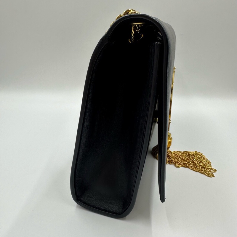 Saint laurent 聖羅蘭 黑金流蘇包中號牛皮 底長26cm-2