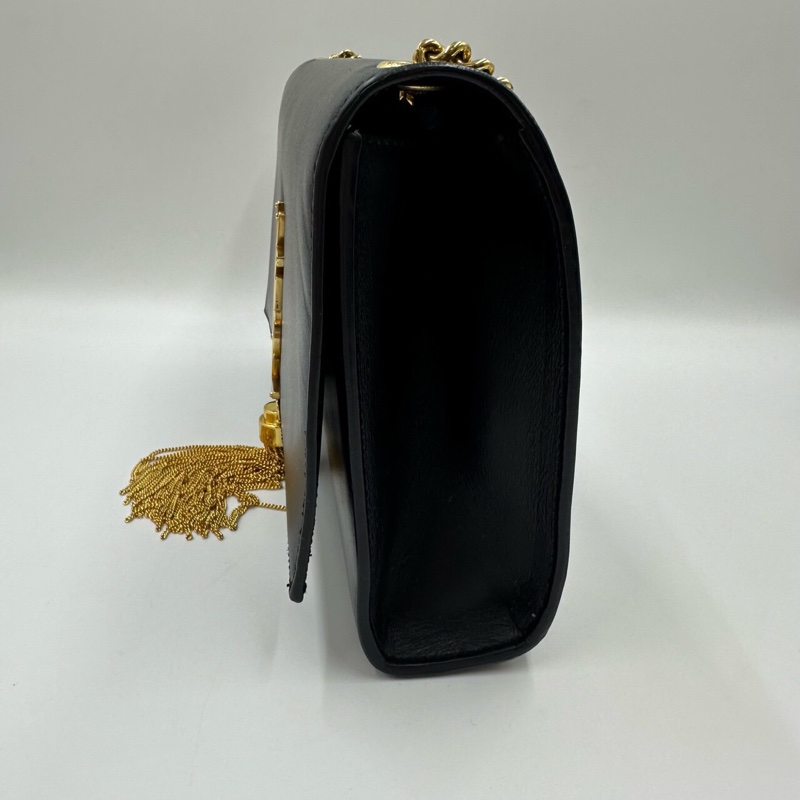 Saint laurent 聖羅蘭 黑金流蘇包中號牛皮 底長26cm-3