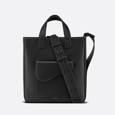 Dior 迪奧 男士尼龍織物托特馬鞍包斜挎包黑色 底長30cm