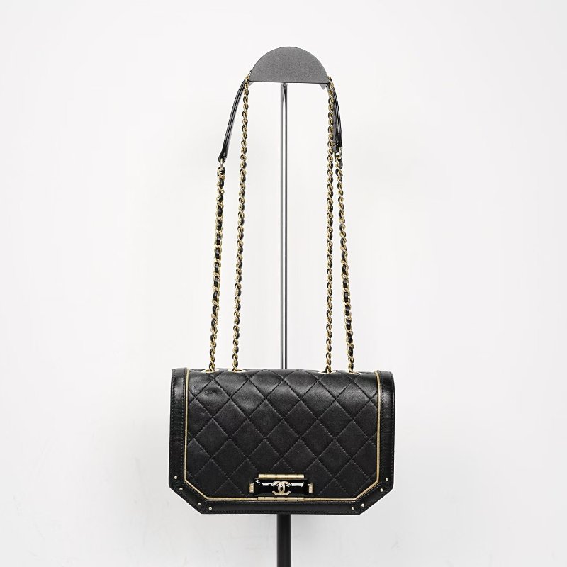Chanel Leboy鏈條包 黑金復古琺瑯肩背包 21*13*6cm 99新配件塵袋-2