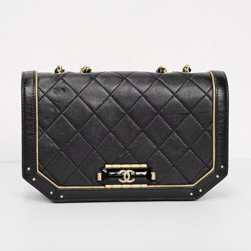 Chanel Leboy鏈條包 黑金復古琺瑯肩背包 21*13*6cm 99新配件塵袋-5