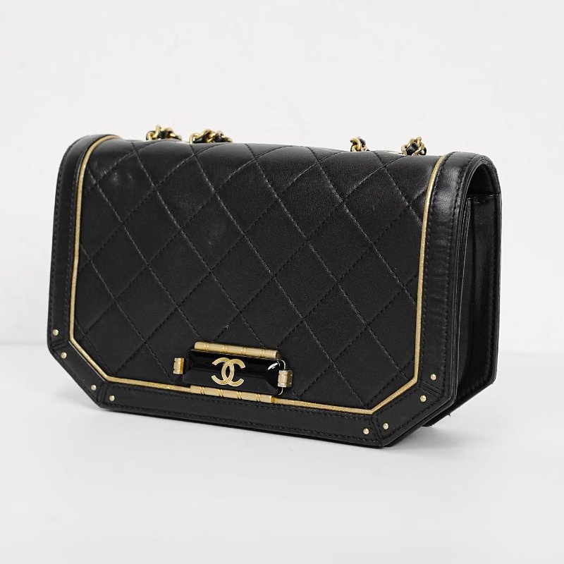 Chanel Leboy鏈條包 黑金復古琺瑯肩背包 21*13*6cm 99新配件塵袋-6