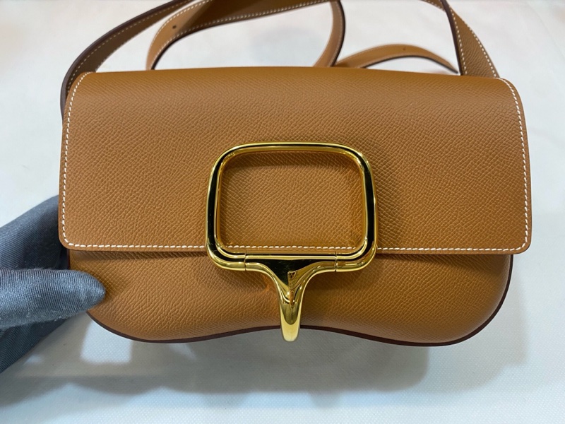 99新 HERMES 愛馬仕新款della elan斜挎包，金棕金扣，K刻Epsom牛皮-4