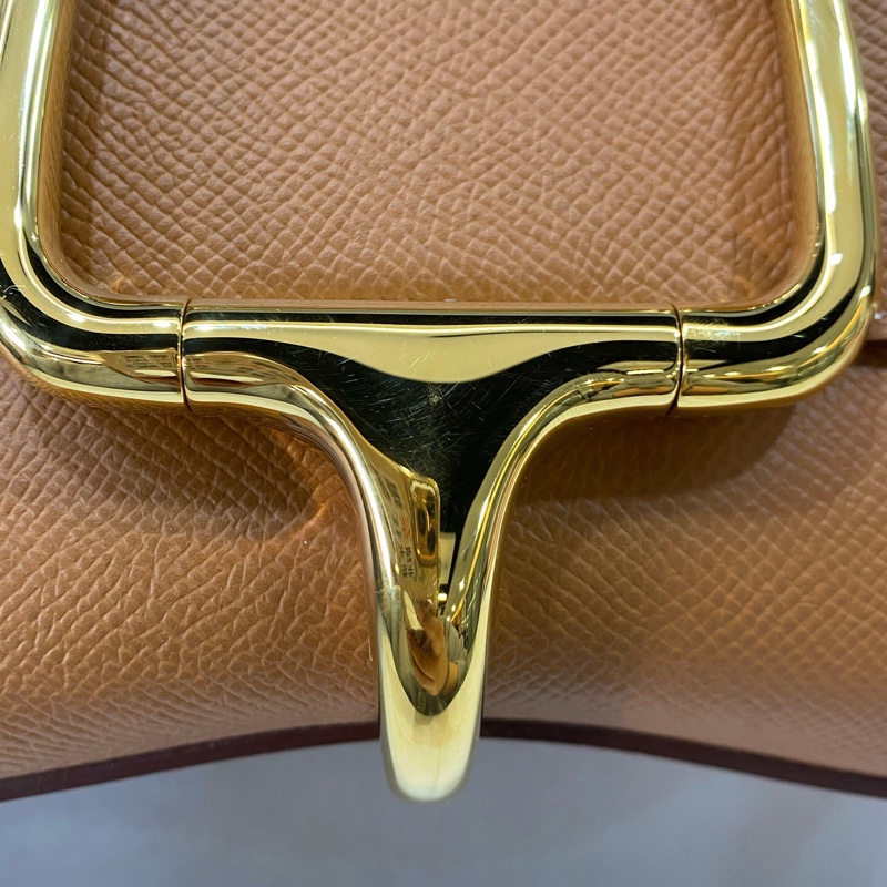 99新 HERMES 愛馬仕新款della elan斜挎包，金棕金扣，K刻Epsom牛皮-5