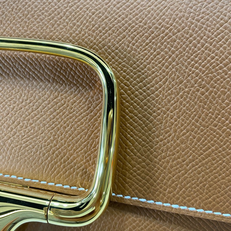 99新 HERMES 愛馬仕新款della elan斜挎包，金棕金扣，K刻Epsom牛皮-7