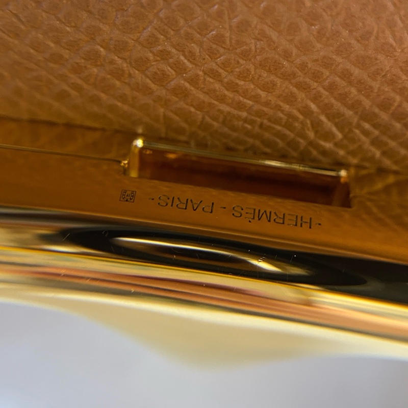 99新 HERMES 愛馬仕新款della elan斜挎包，金棕金扣，K刻Epsom牛皮-12