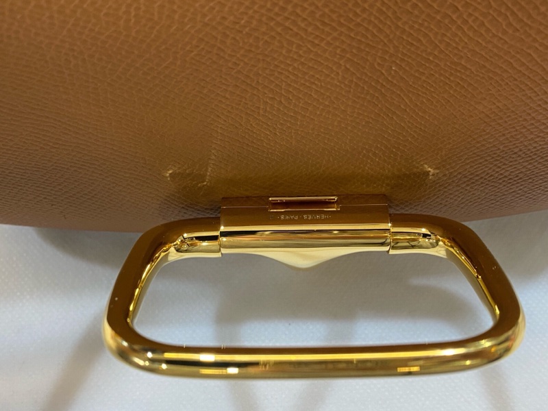 99新 HERMES 愛馬仕新款della elan斜挎包，金棕金扣，K刻Epsom牛皮-13