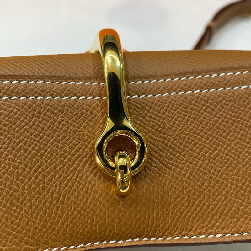 99新 HERMES 愛馬仕新款della elan斜挎包，金棕金扣，K刻Epsom牛皮-16