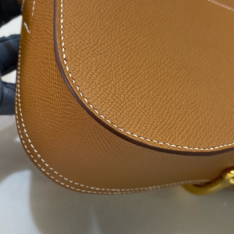 99新 HERMES 愛馬仕新款della elan斜挎包，金棕金扣，K刻Epsom牛皮-19