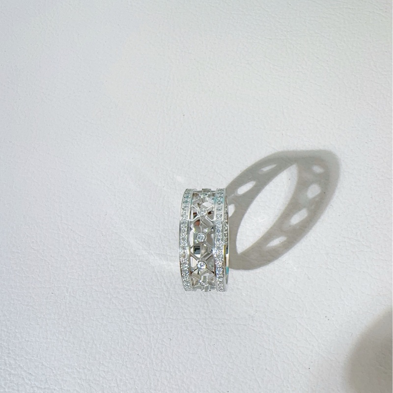 Tiffany蒂芙尼 白金滿鑽鏤空蕾絲花窗戒指,55號-6