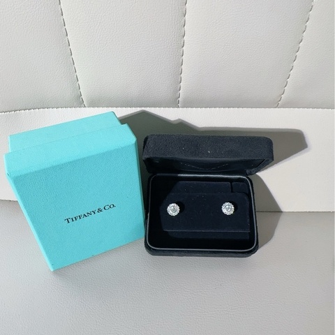 Tiffany蒂芙尼 Enchant Flower系列 PT950鉑金滿鑽花朵耳釘