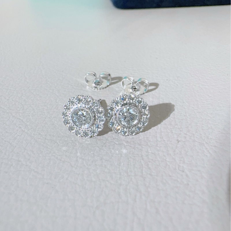 Tiffany蒂芙尼 Enchant Flower系列 PT950鉑金滿鑽花朵耳釘-6