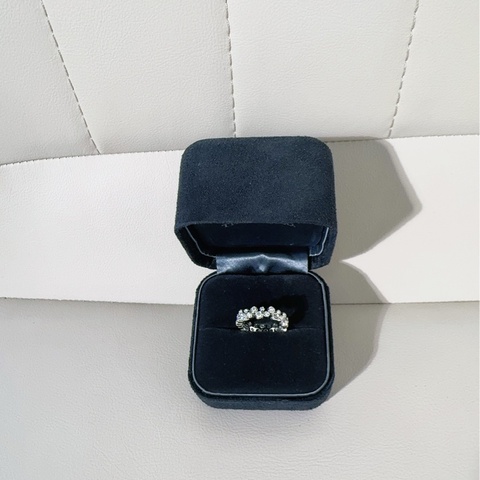 Tiffany蒂芙尼 Bubble Ring系列 PT950鉑金雙排鑽戒指,51碼