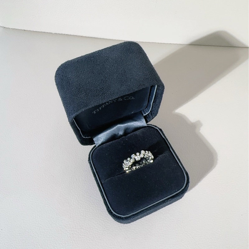Tiffany蒂芙尼 Bubble Ring系列 PT950鉑金雙排鑽戒指,51碼-1