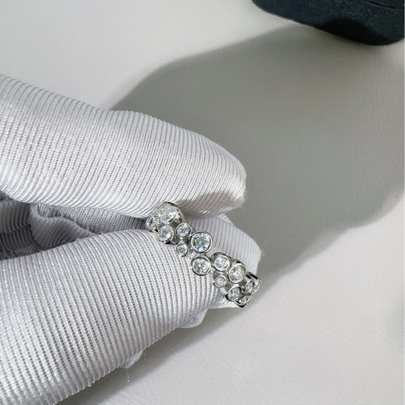 Tiffany蒂芙尼 Bubble Ring系列 PT950鉑金雙排鑽戒指,51碼-3