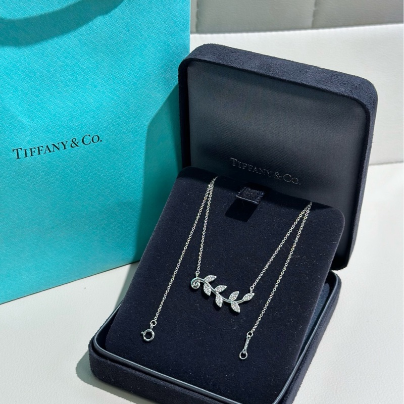Tiffany蒂芙尼 picasso系列 橄欖枝葉鑲鑽項鍊-2