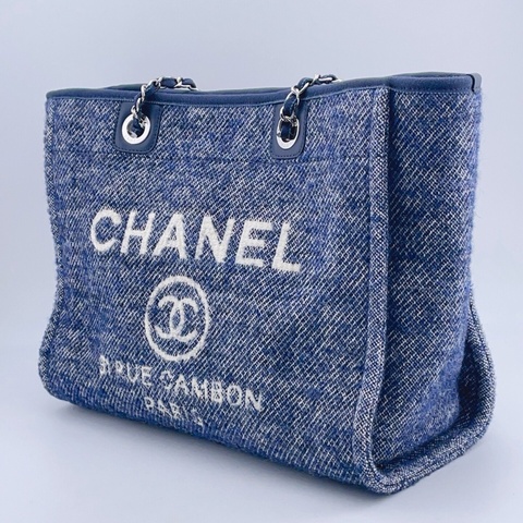 Chanel藍色21B毛呢沙灘包 尺寸39x20x28 芯片款