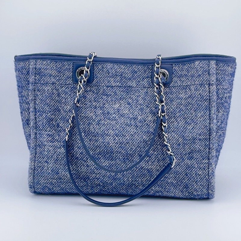 Chanel藍色21B毛呢沙灘包 尺寸39x20x28 芯片款-7