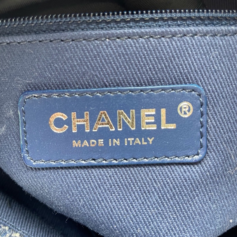 Chanel藍色21B毛呢沙灘包 尺寸39x20x28 芯片款-9