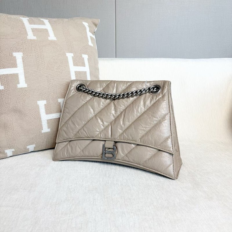 Balenciaga Crush中號鏈條包 奶茶色 銀扣32*22*12 98新配件塵袋-3