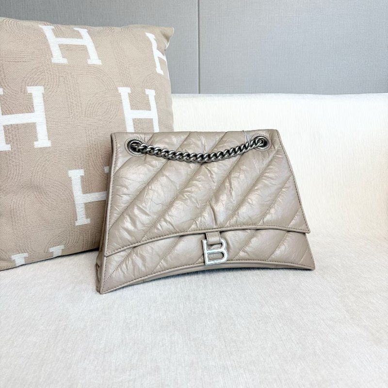 Balenciaga Crush中號鏈條包 奶茶色 銀扣32*22*12 98新配件塵袋-4