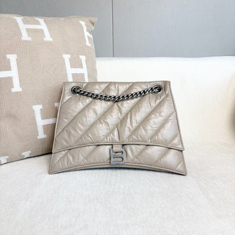 Balenciaga Crush中號鏈條包 奶茶色 銀扣32*22*12 98新配件塵袋-6