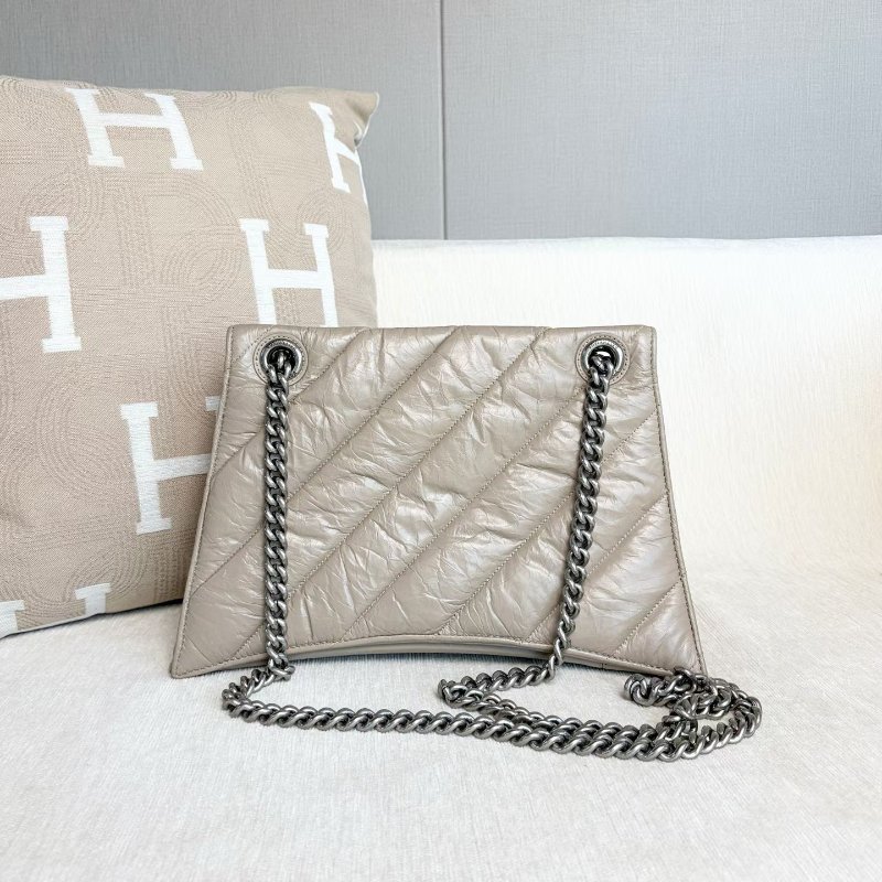 Balenciaga Crush中號鏈條包 奶茶色 銀扣32*22*12 98新配件塵袋-7