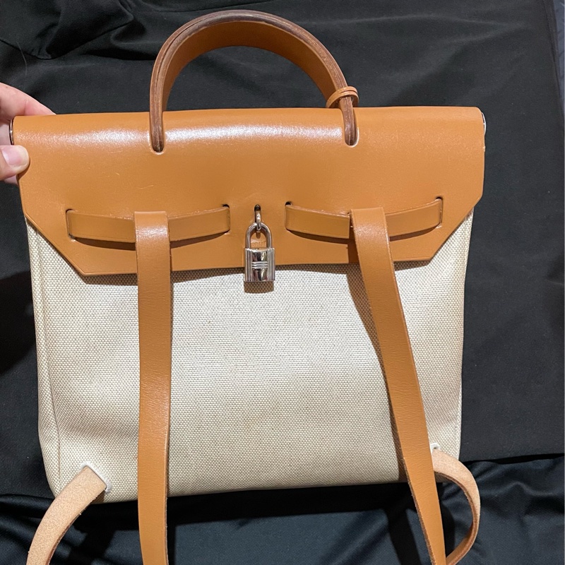Hermès Herbag31愛馬仕後背包 口B刻 銀扣駝棕色-2