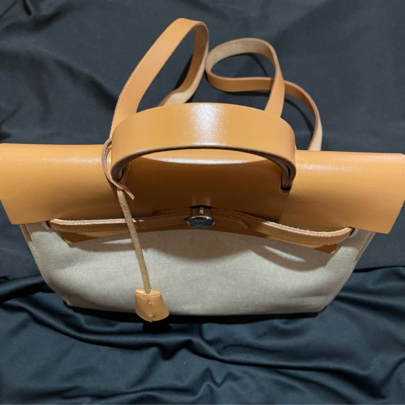 Hermès Herbag31愛馬仕後背包 口B刻 銀扣駝棕色-4