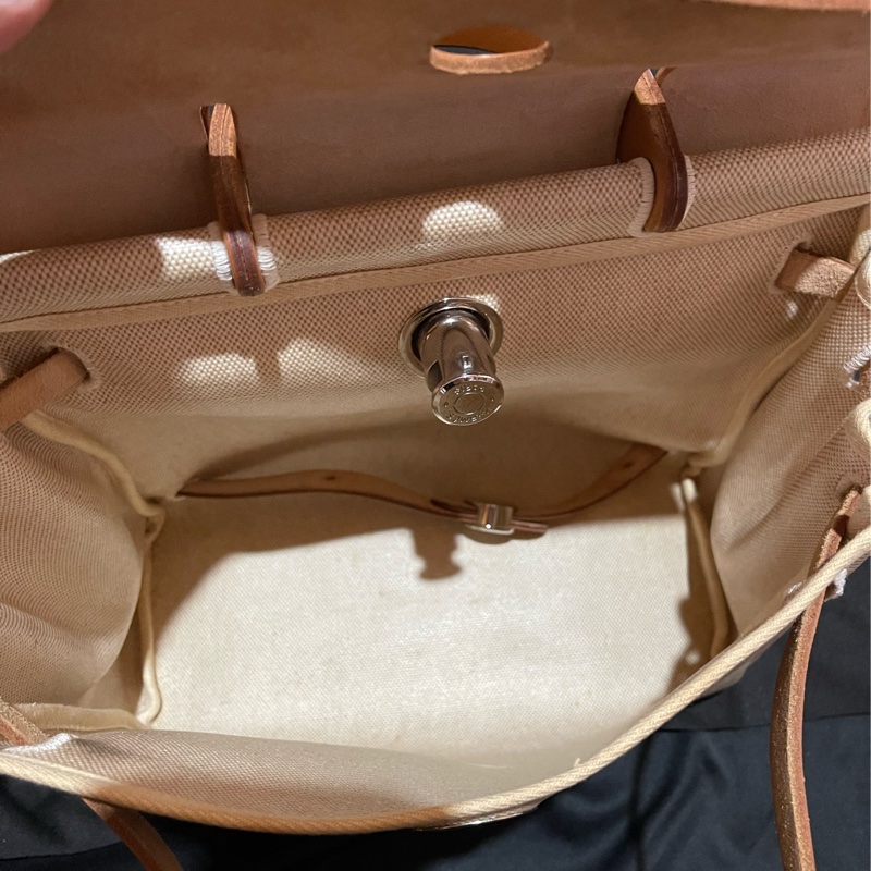 Hermès Herbag31愛馬仕後背包 口B刻 銀扣駝棕色-12
