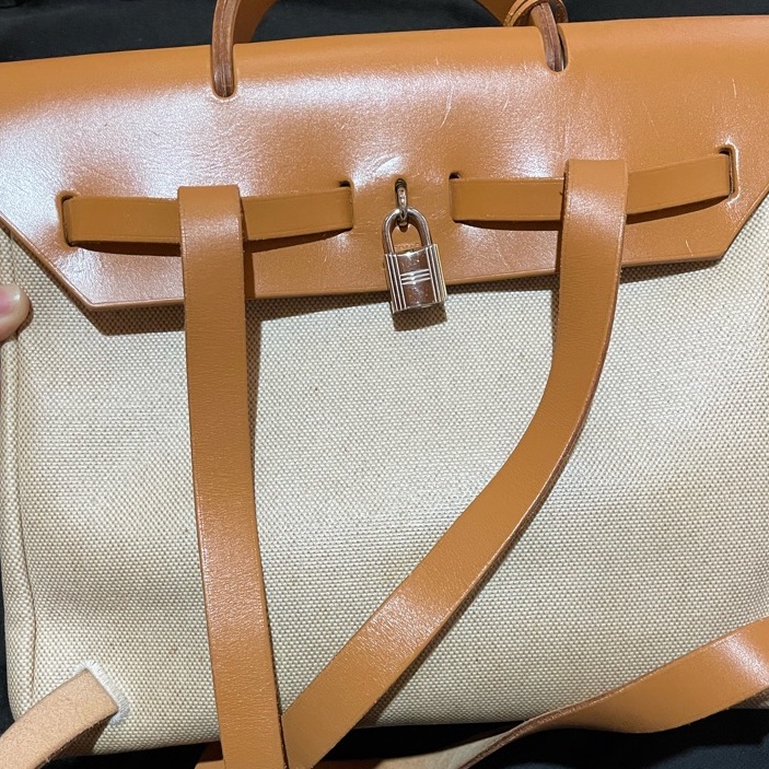 Hermès Herbag31愛馬仕後背包 口B刻 銀扣駝棕色-26