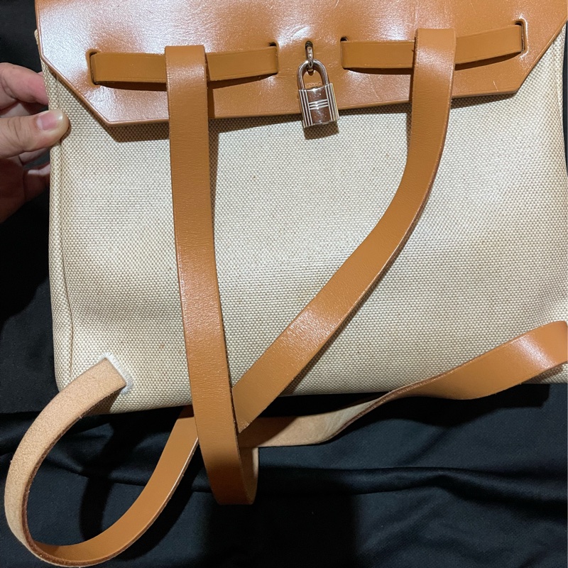 Hermès Herbag31愛馬仕後背包 口B刻 銀扣駝棕色-27