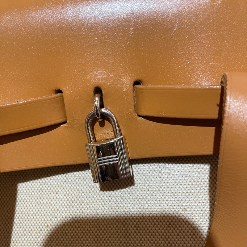 Hermès Herbag31愛馬仕後背包 口B刻 銀扣駝棕色-33